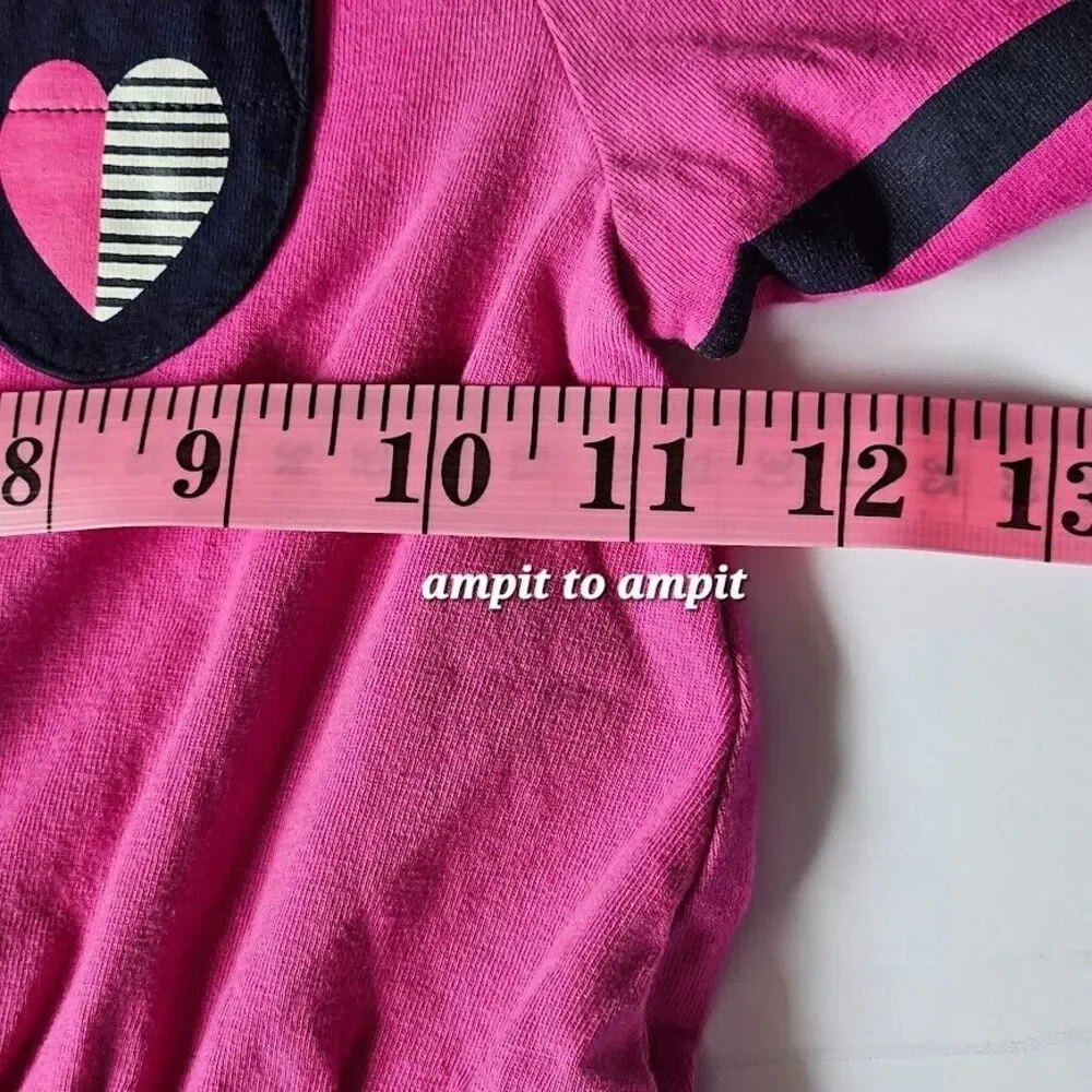 Gymboree Girls Long Sleeve Dress Round Neck Casual Fuchsia Heart Detail Size 5